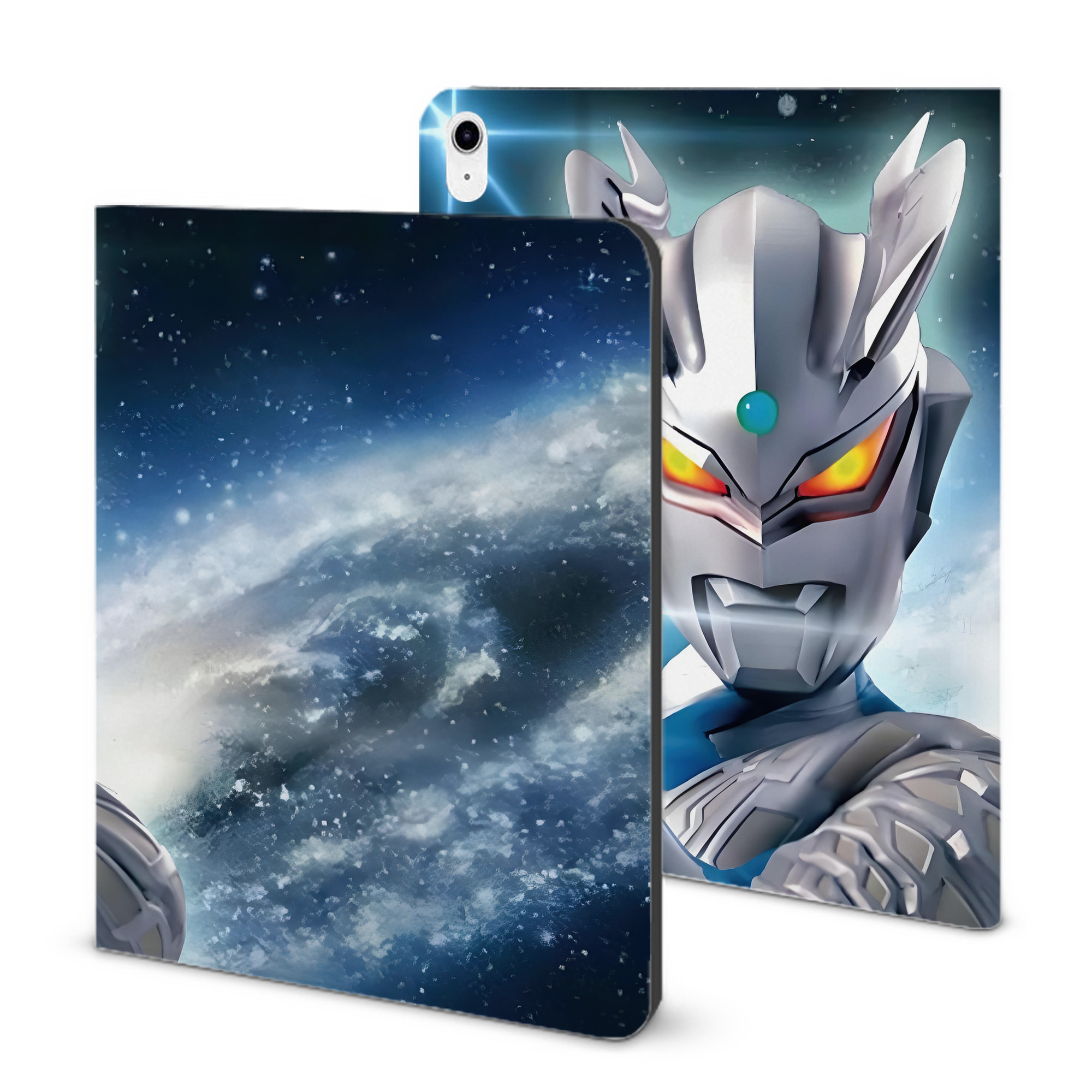 （画像用） ウルトラマン Ultraman IPad ケース ブック型 PUレザー TPU 耐衝撃 軽量 薄型 ペン収納なし 全面保護 IPad 各モデル対応